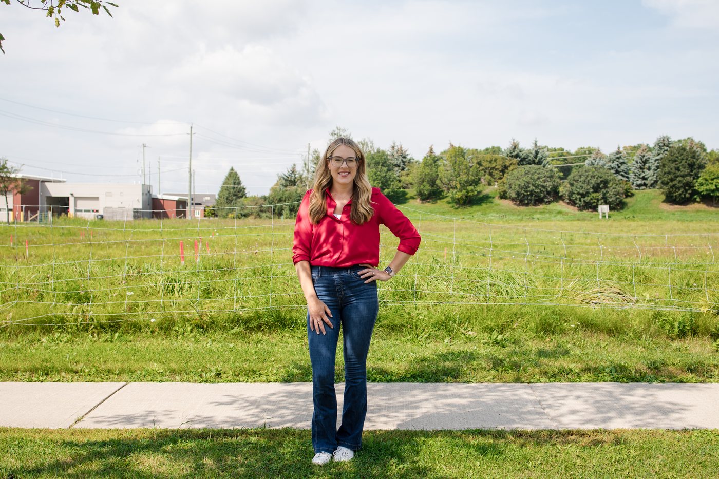 Eryn Koncir looking at an area of planned growth in Woolwich Township